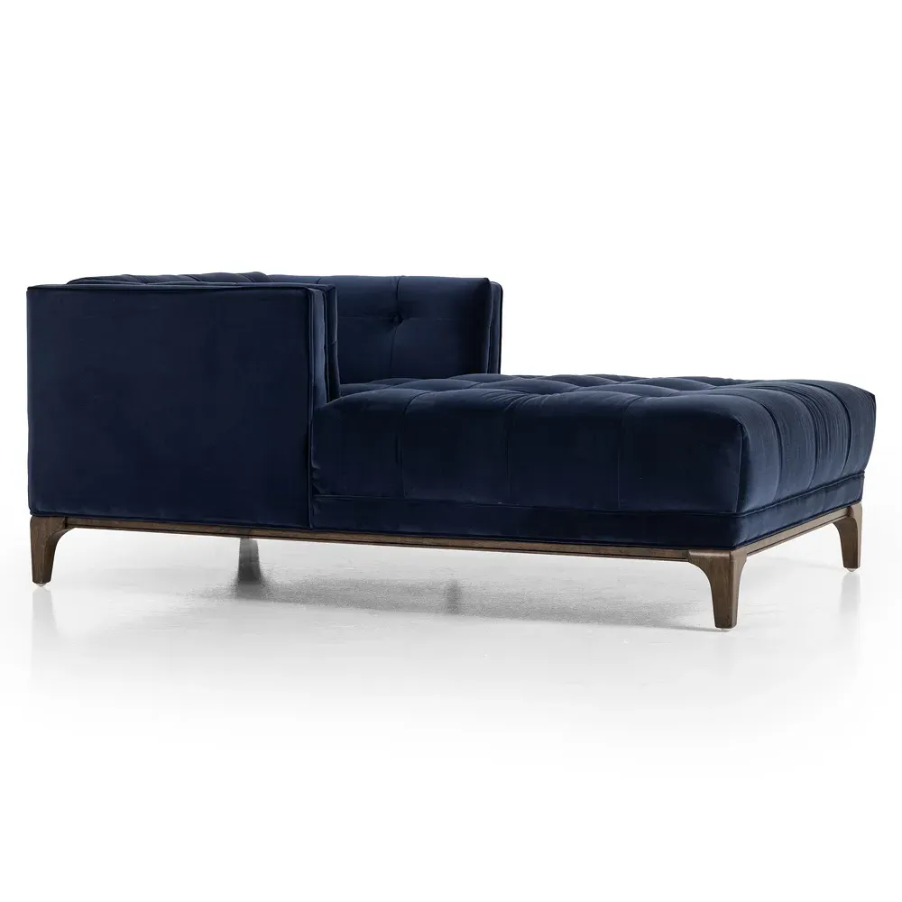 Allen Tufted Chaise Lounge - Blue, Velvet