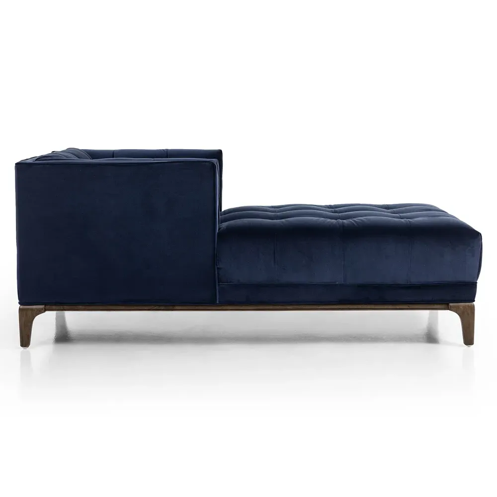 Allen Tufted Chaise Lounge - Blue, Velvet
