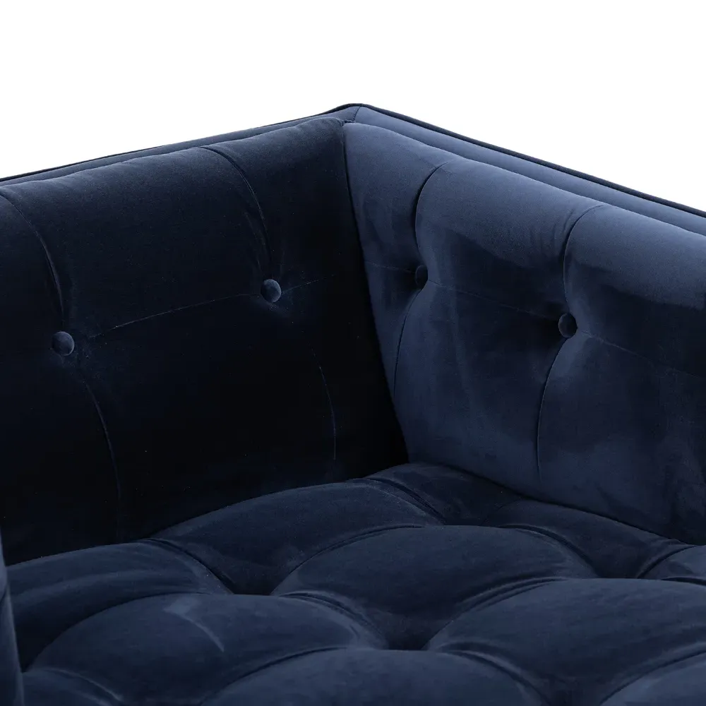 Allen Tufted Chaise Lounge - Blue, Velvet