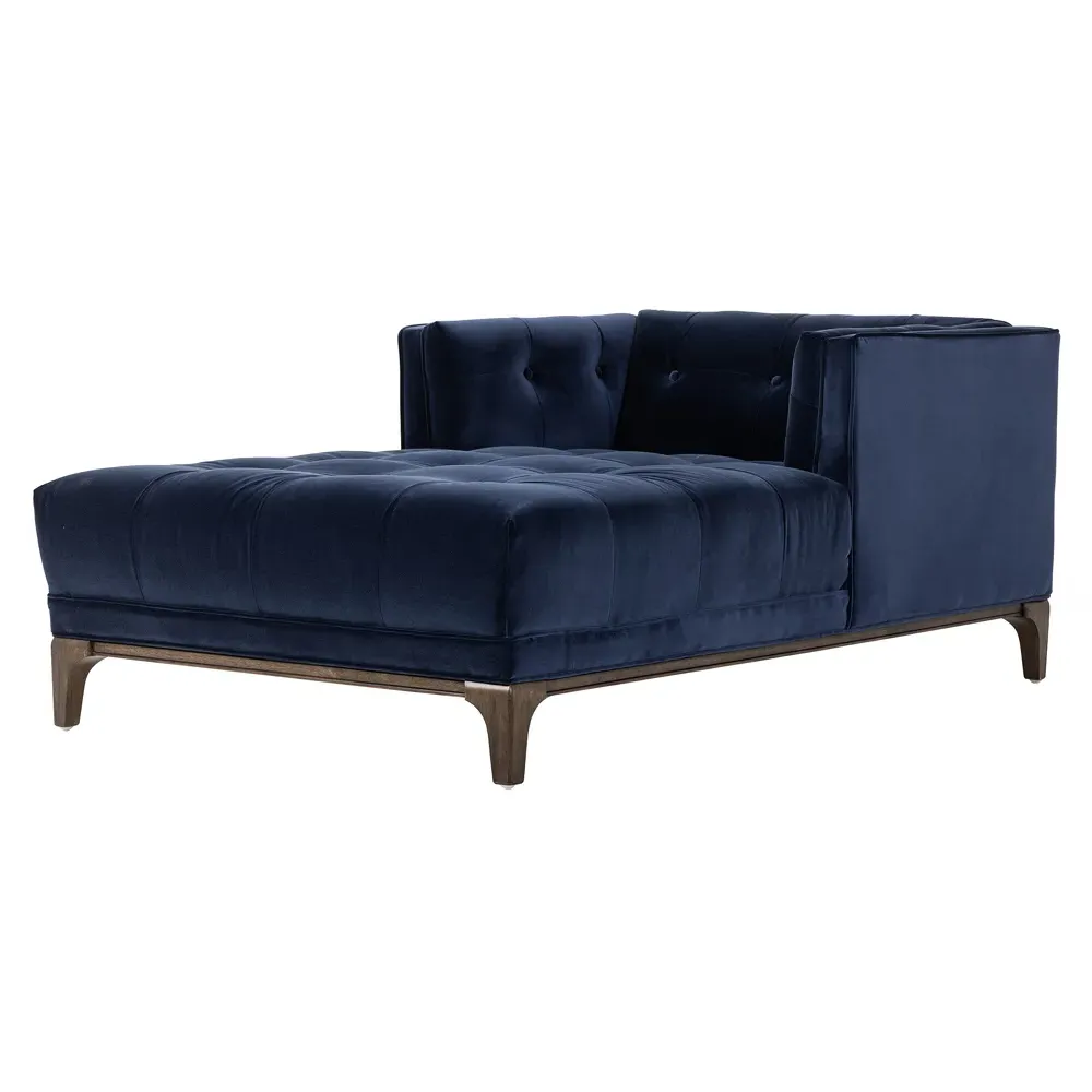 Allen Tufted Chaise Lounge - Blue, Velvet