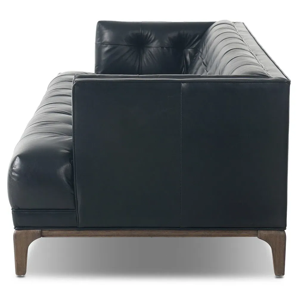 Allen Tufted Sofa - Black, Leather