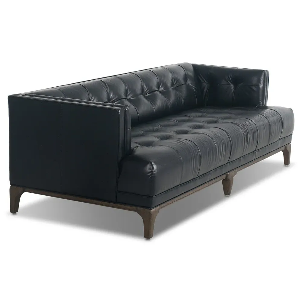 Allen Tufted Sofa - Black, Leather