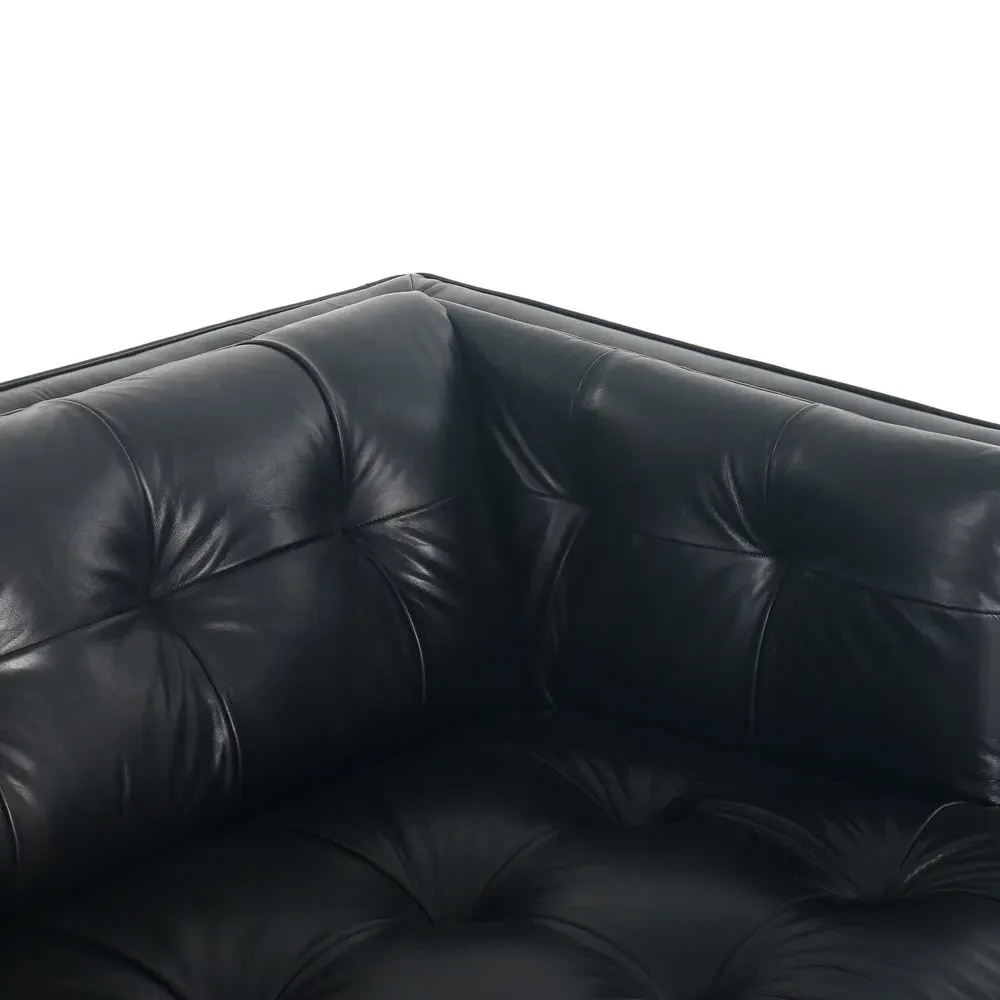 Allen Tufted Sofa - Black, Leather