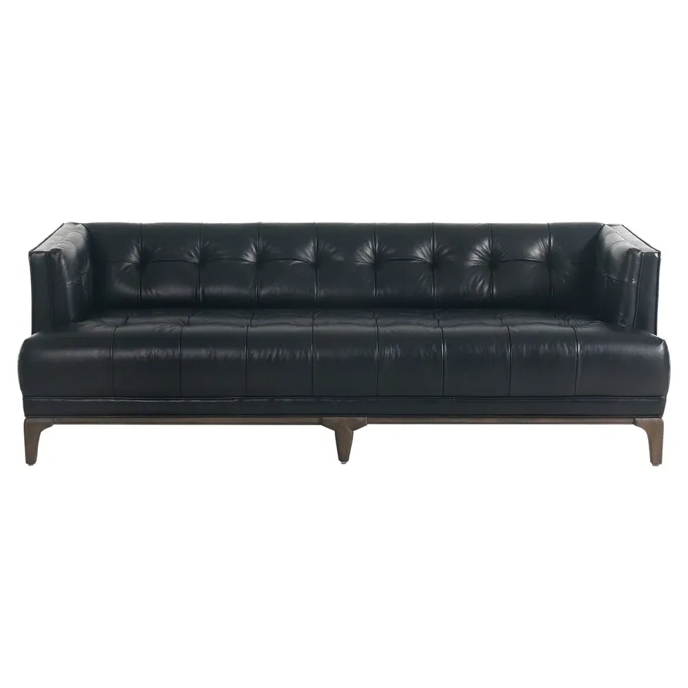 Allen Tufted Sofa - Black, Leather