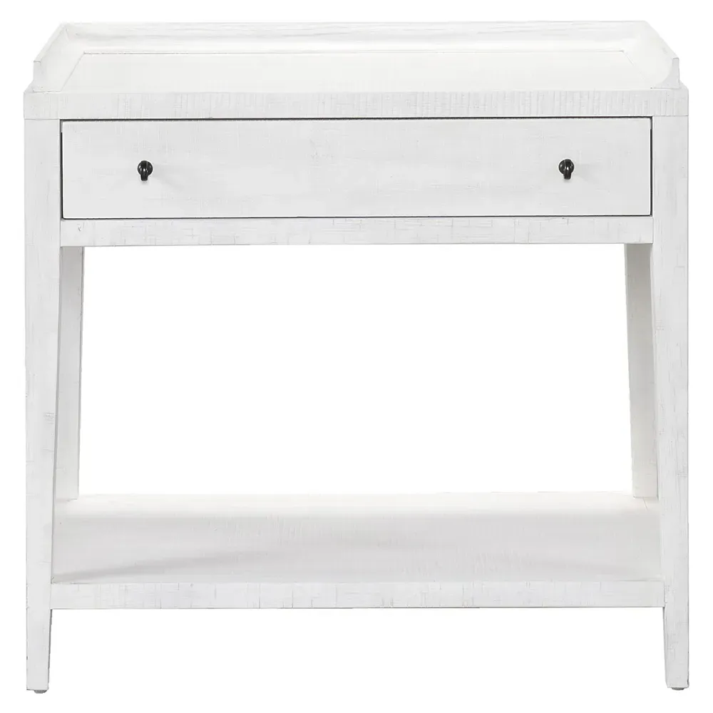 Alli 1 Drawer Nightstand with Woven Basket - White, Oak