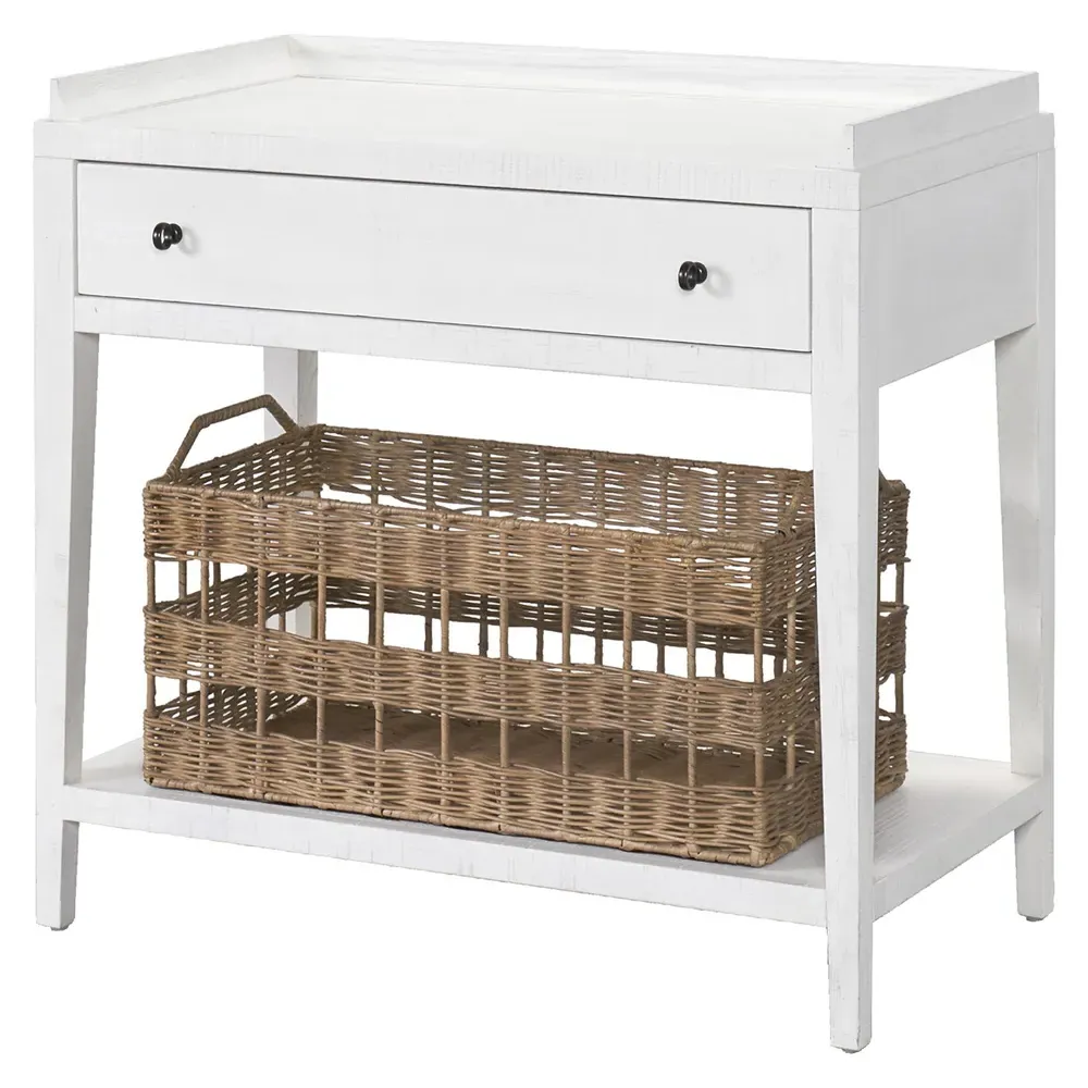 Alli 1 Drawer Nightstand with Woven Basket - White, Oak