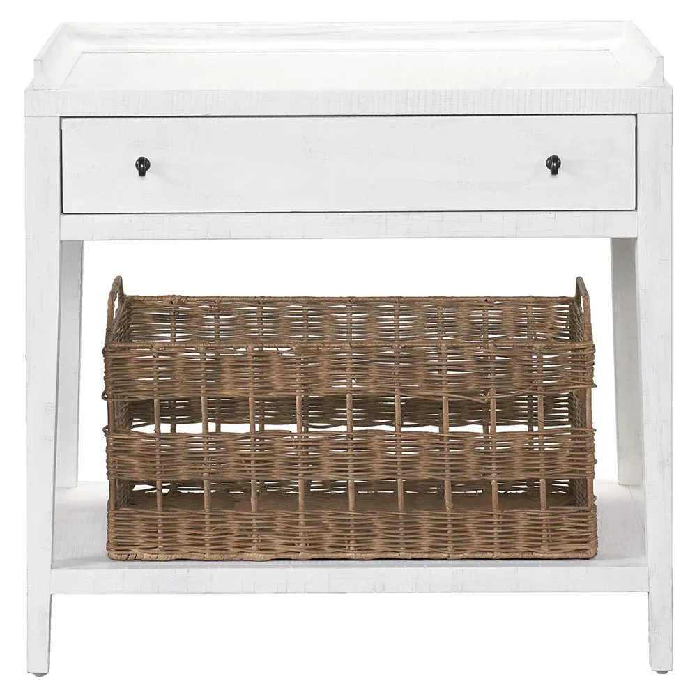 Alli 1 Drawer Nightstand with Woven Basket - White, Oak