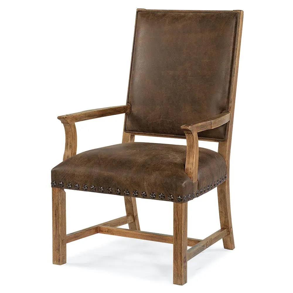 Allison Dining Arm Chair - Brown, Leather