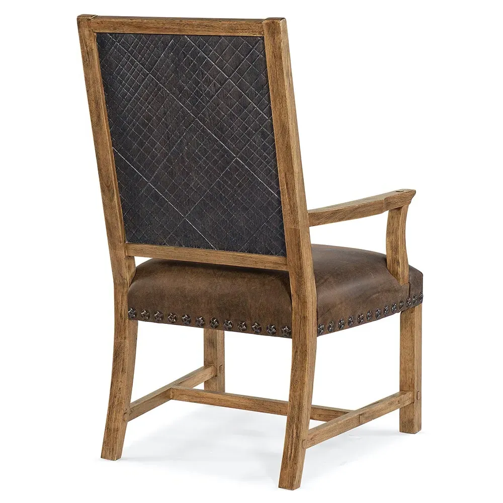 Allison Dining Arm Chair - Brown, Leather