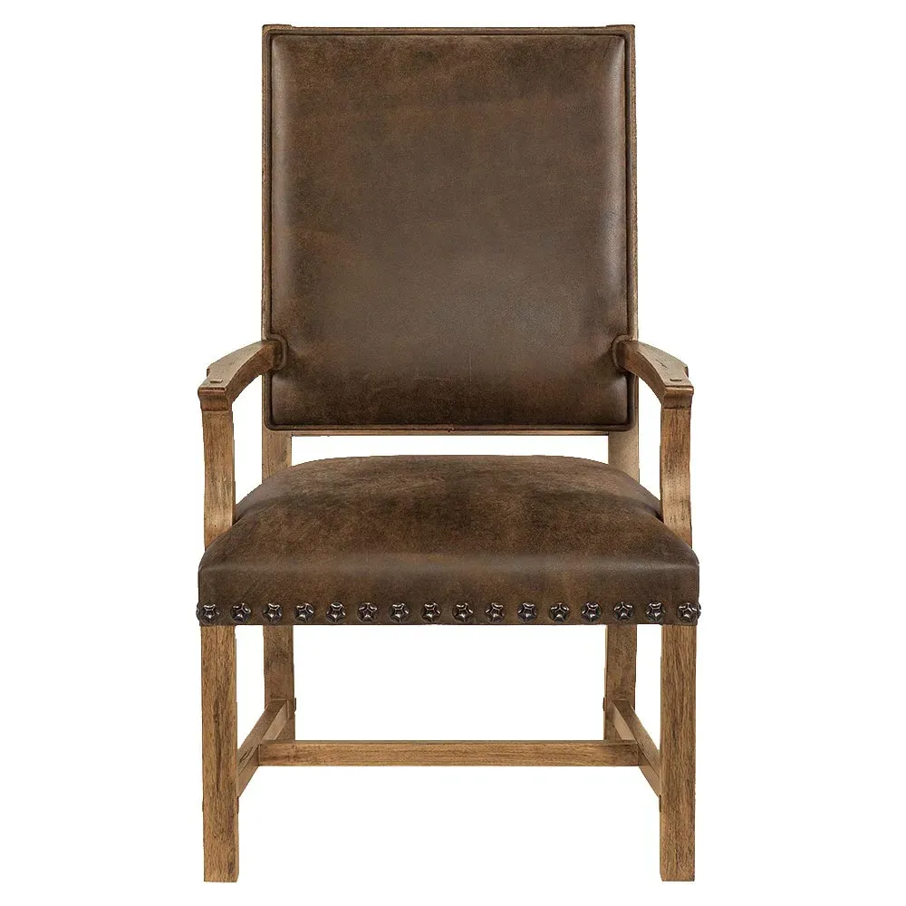 Allison Dining Arm Chair - Brown, Leather