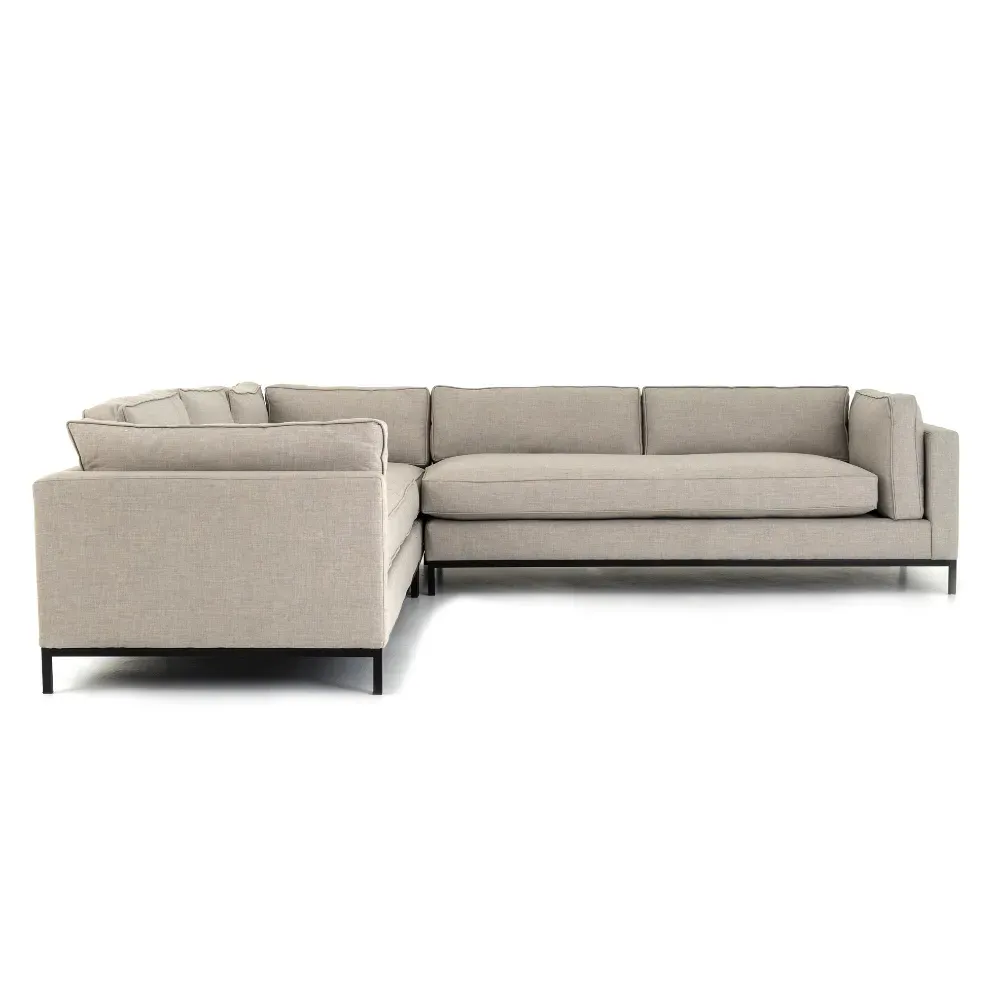Allison L-Shaped Corner Sectional - Light Grey, Polyester