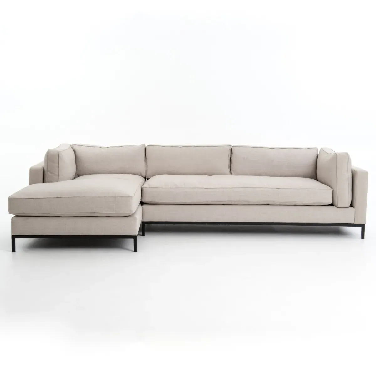 Allison Right Arm Sectional - Light Grey, Polyester