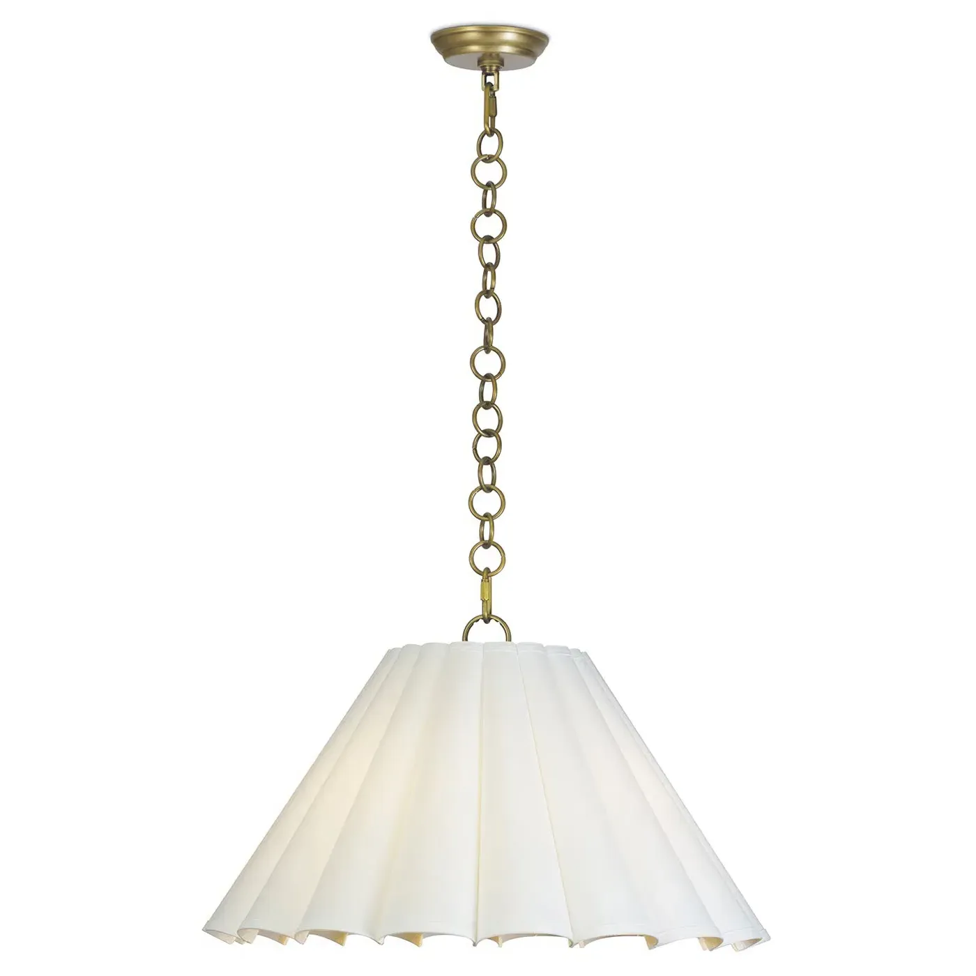 Allison Scalloped Shade Pendant Light - White, Metal
