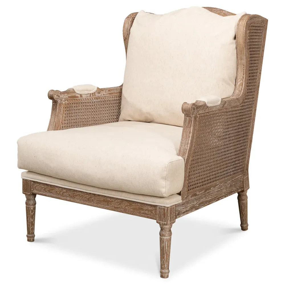 Allison Wing Chair - Cream, Oak