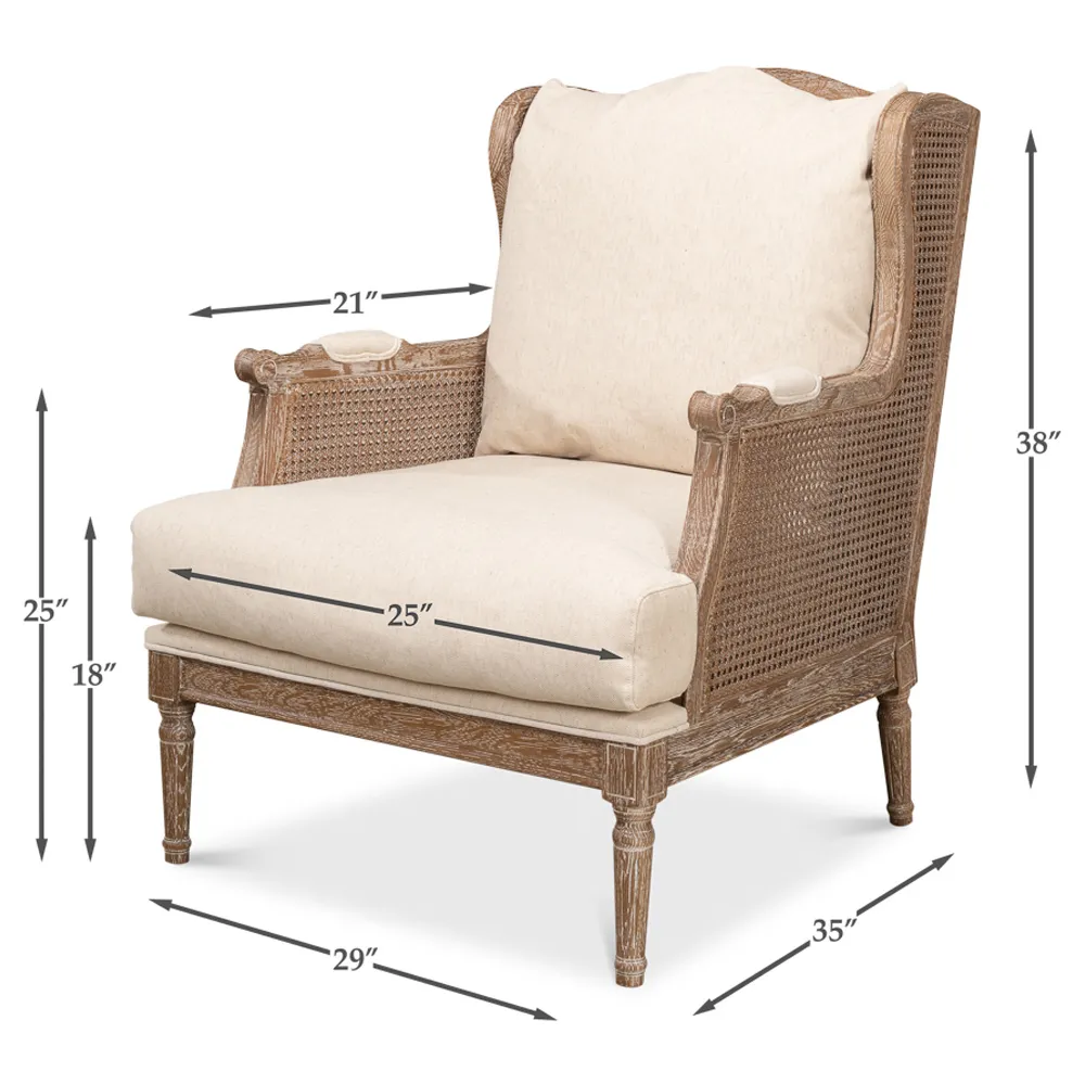 Allison Wing Chair - Cream, Oak