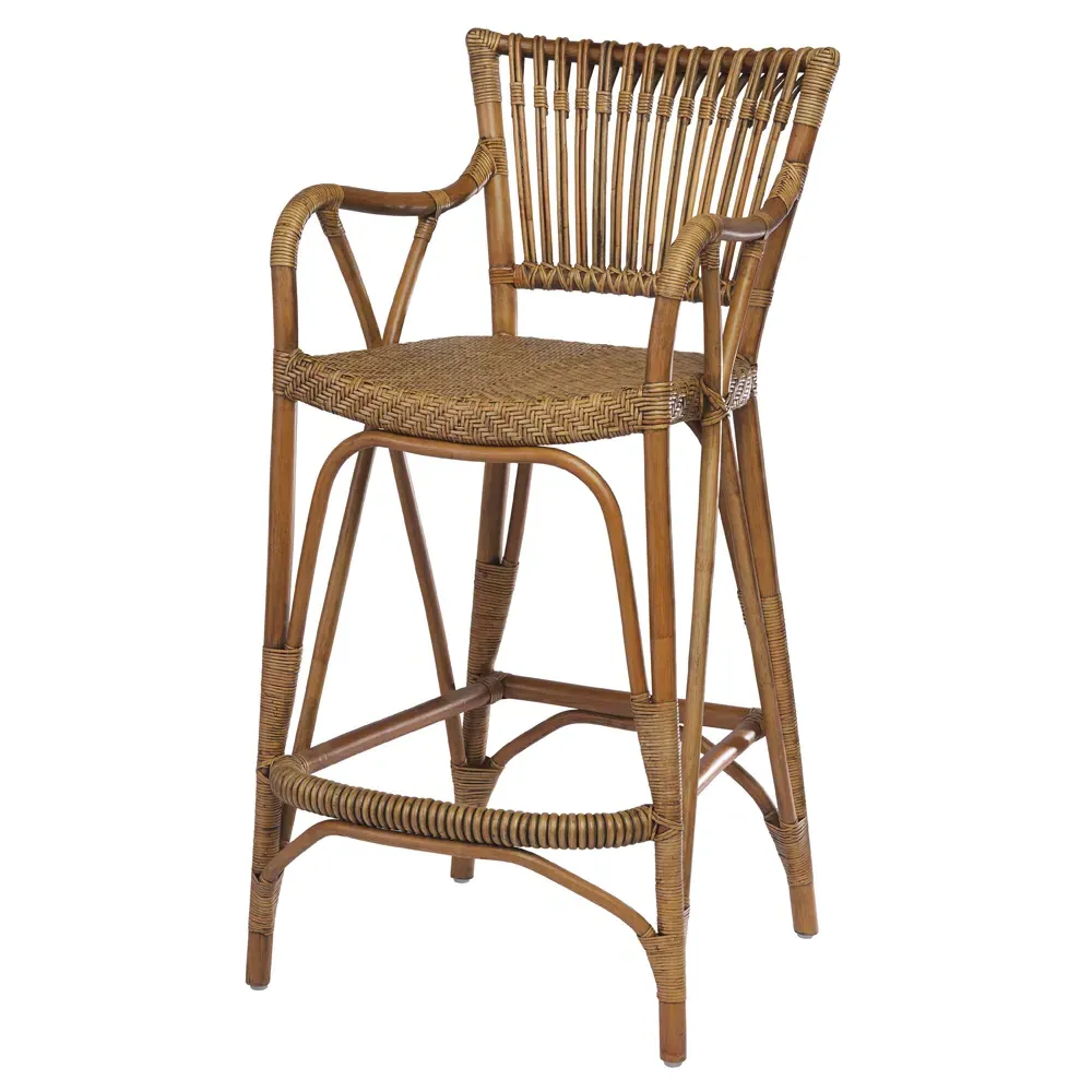 Allison Woven Bar Stool - Brown, Rattan