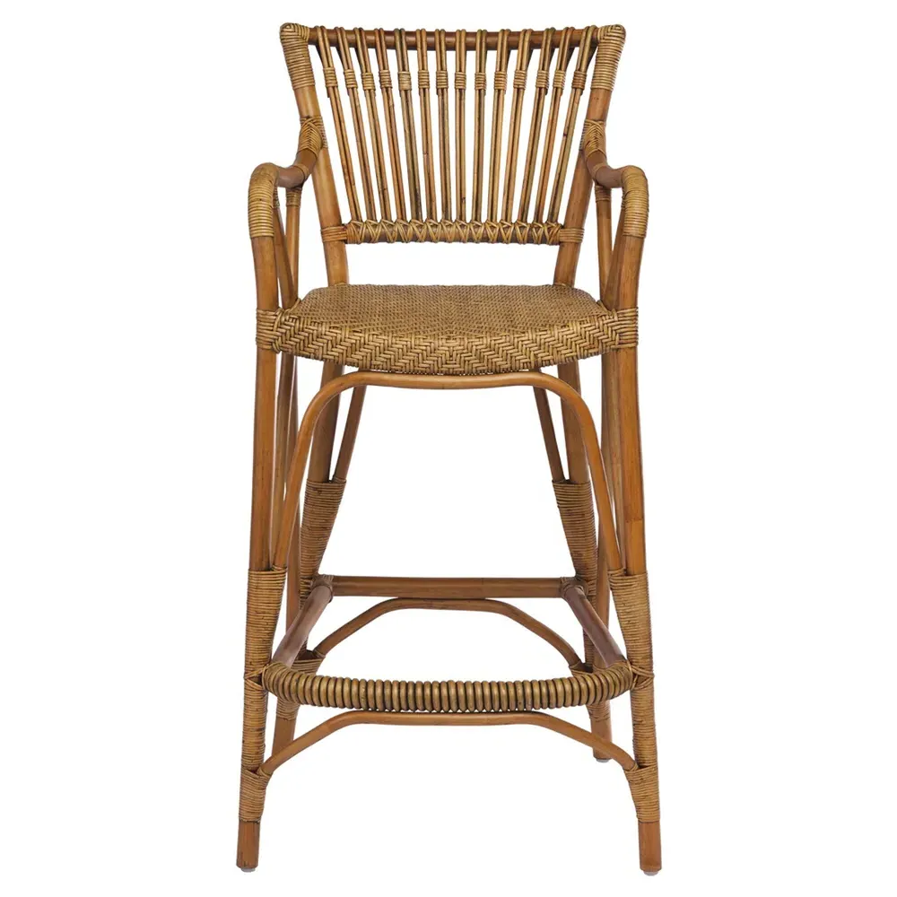 Allison Woven Bar Stool - Brown, Rattan