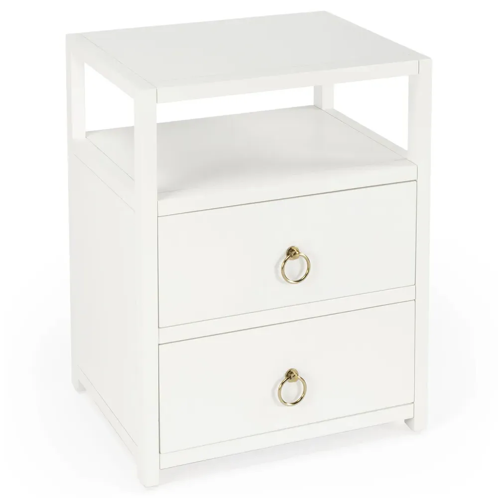 Allura 2 Drawer Nightstand - White, Pine Wood