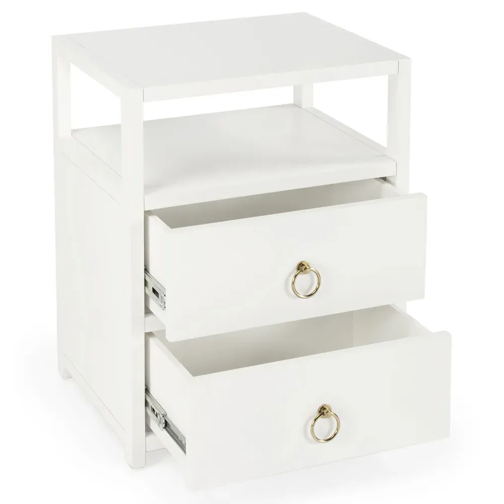 Allura 2 Drawer Nightstand - White, Pine Wood