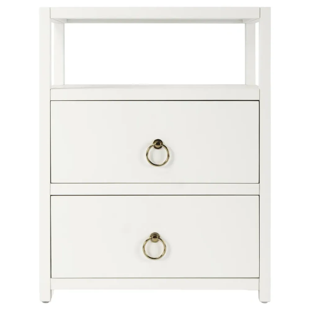 Allura 2 Drawer Nightstand - White, Pine Wood