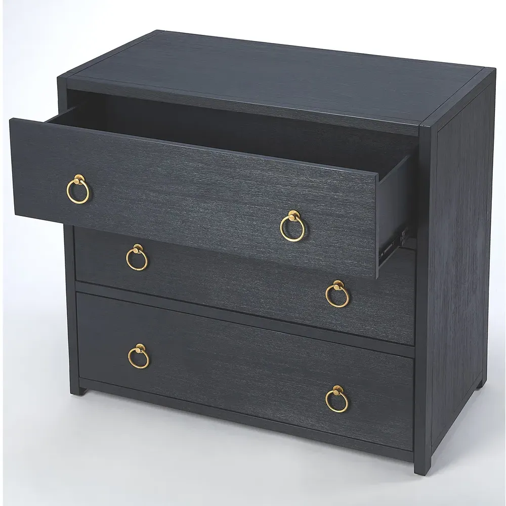 Allura Chest Dresser - Navy Blue, Acacia Wood