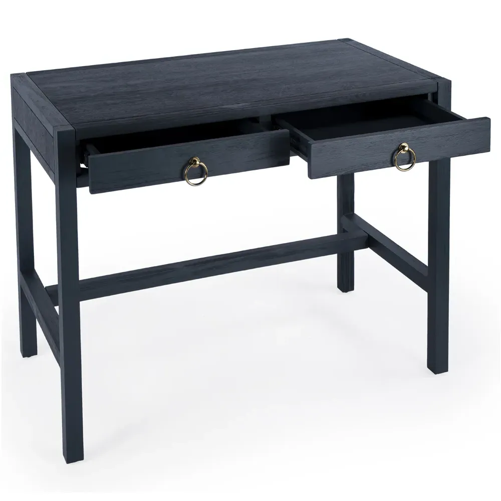 Allura Desk with Storage - Blue, Acacia Wood