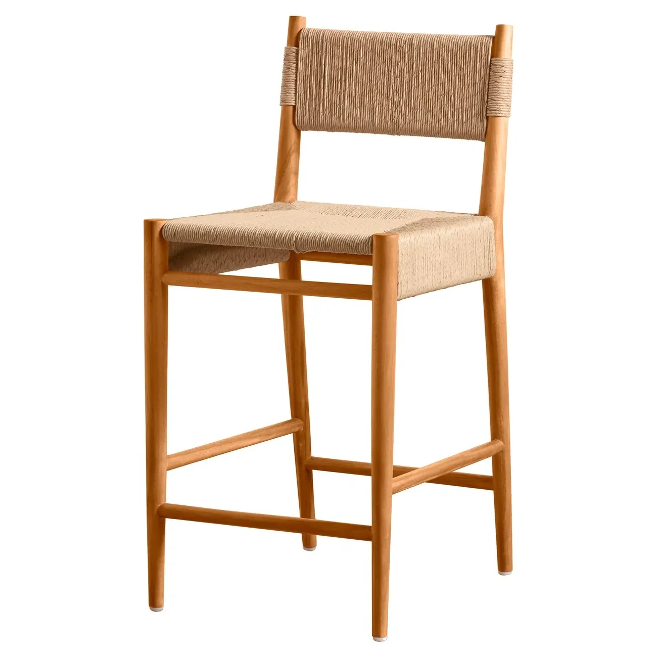 Almira Woven Outdoor Counter Stool - Brown, Teak