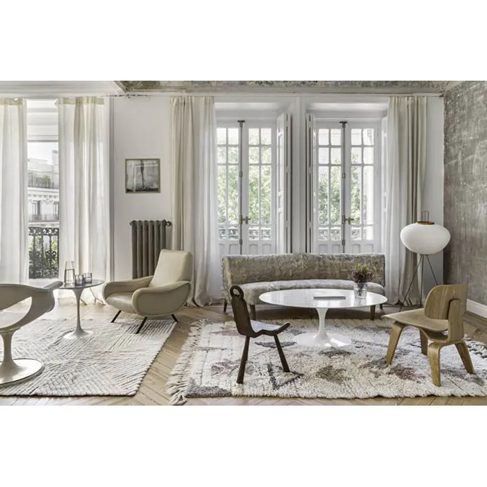 Almond Valley Patterned Washable Rug - White, Wool