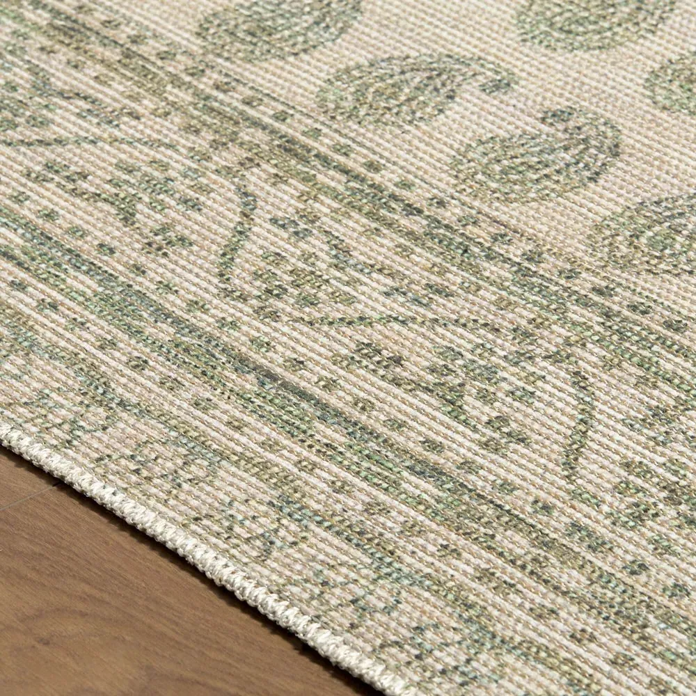 Alora Paisley Patterned Rug - Green, Jute