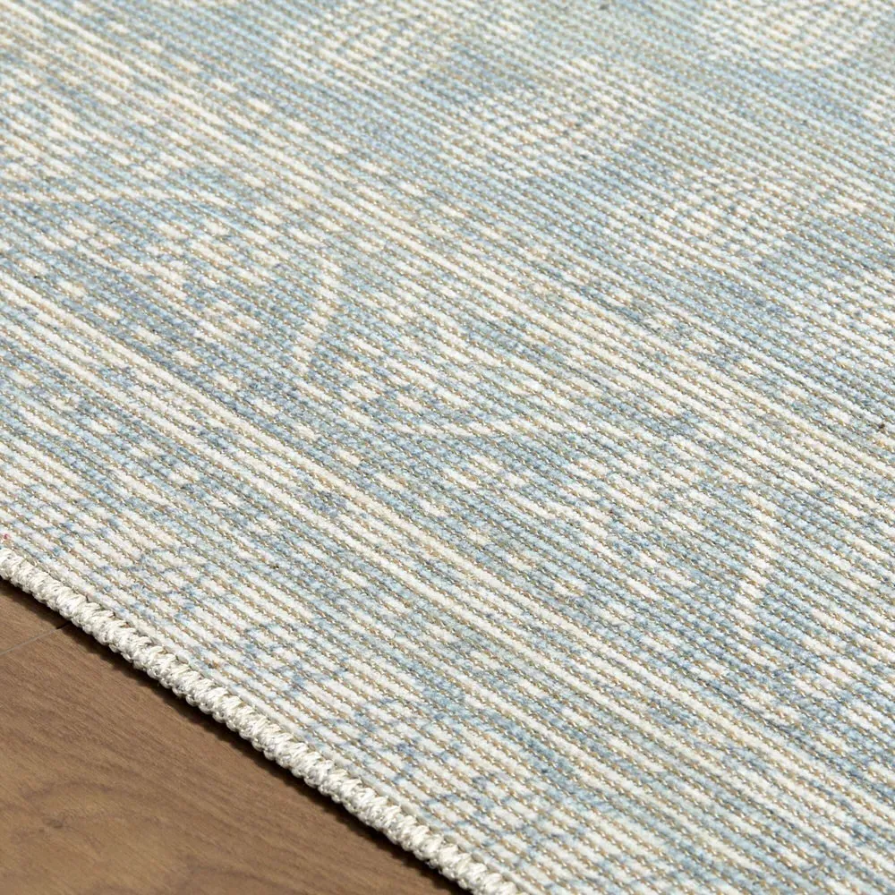 Alora Paisley Patterned Rug - Light Blue, Jute