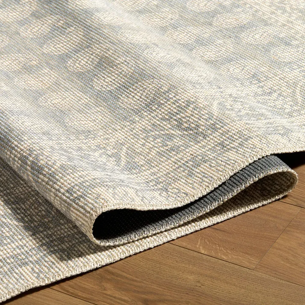 Alora Paisley Patterned Rug - Light Blue, Jute