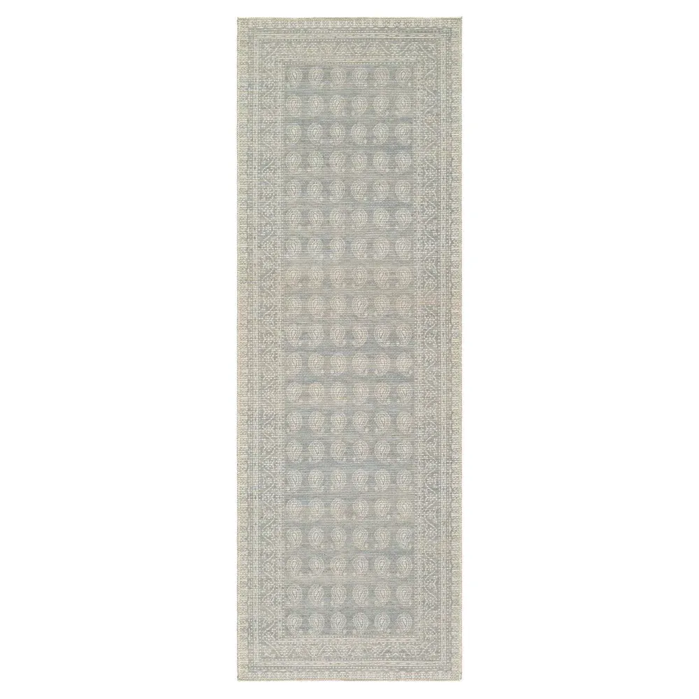 Alora Paisley Patterned Rug - Light Blue, Jute