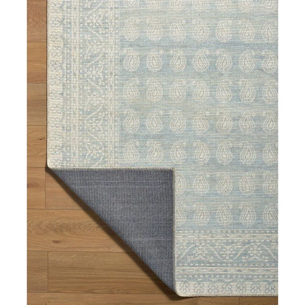 Alora Paisley Patterned Rug - Light Blue, Jute