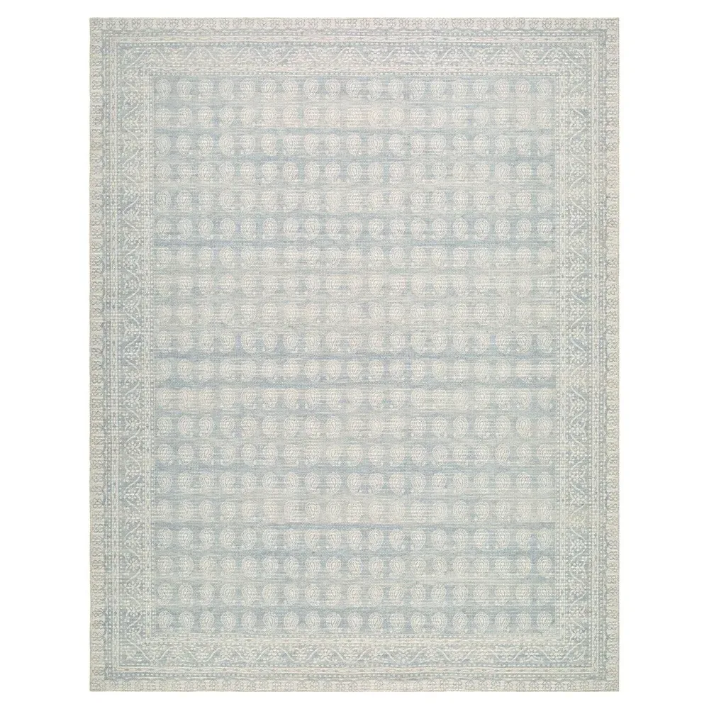 Alora Paisley Patterned Rug - Light Blue, Jute