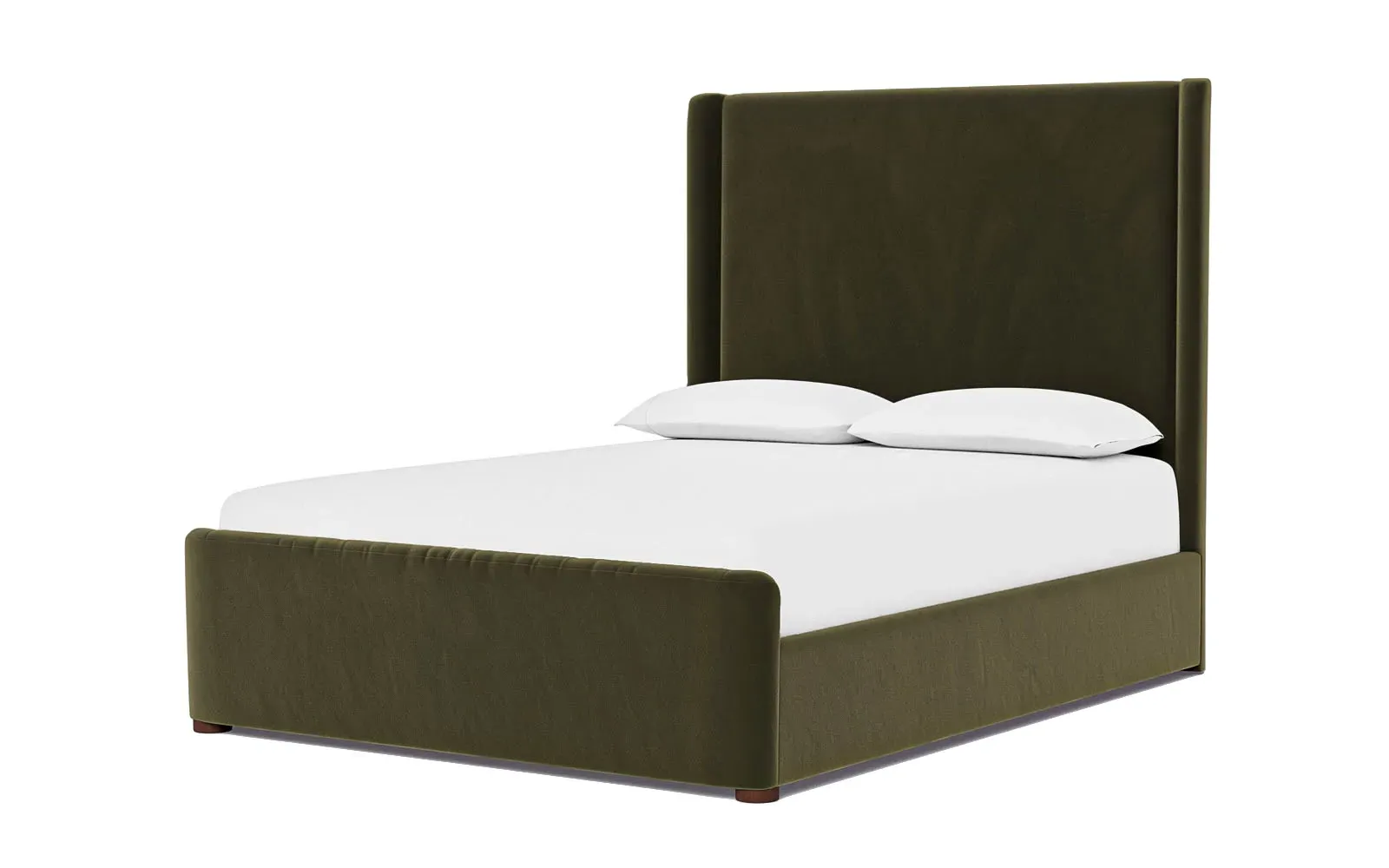 Althea Queen Size Bed Frame - Boxwood Green, Performance Velvet