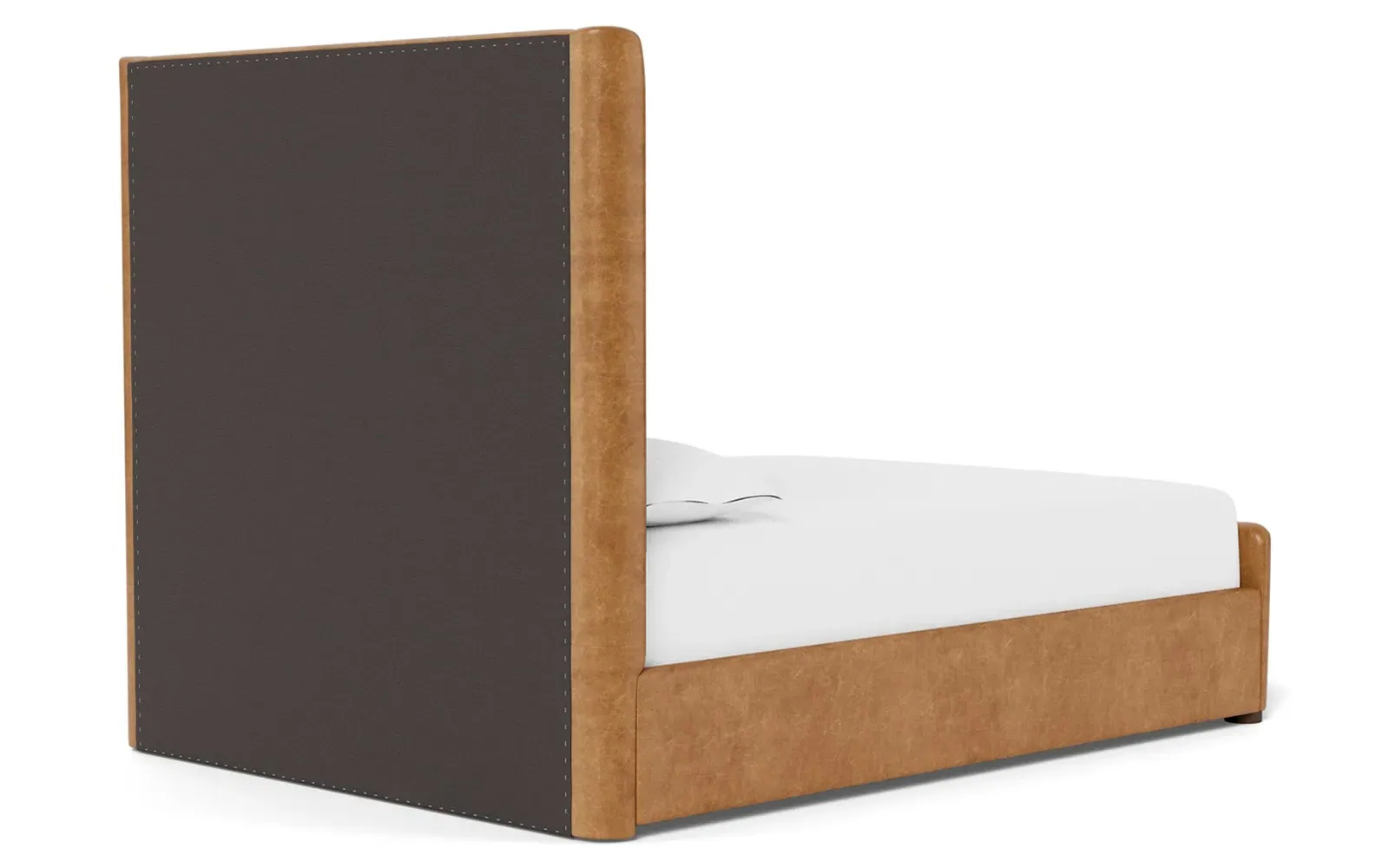 Althea Queen Size Bed Frame - Caramel, Leather