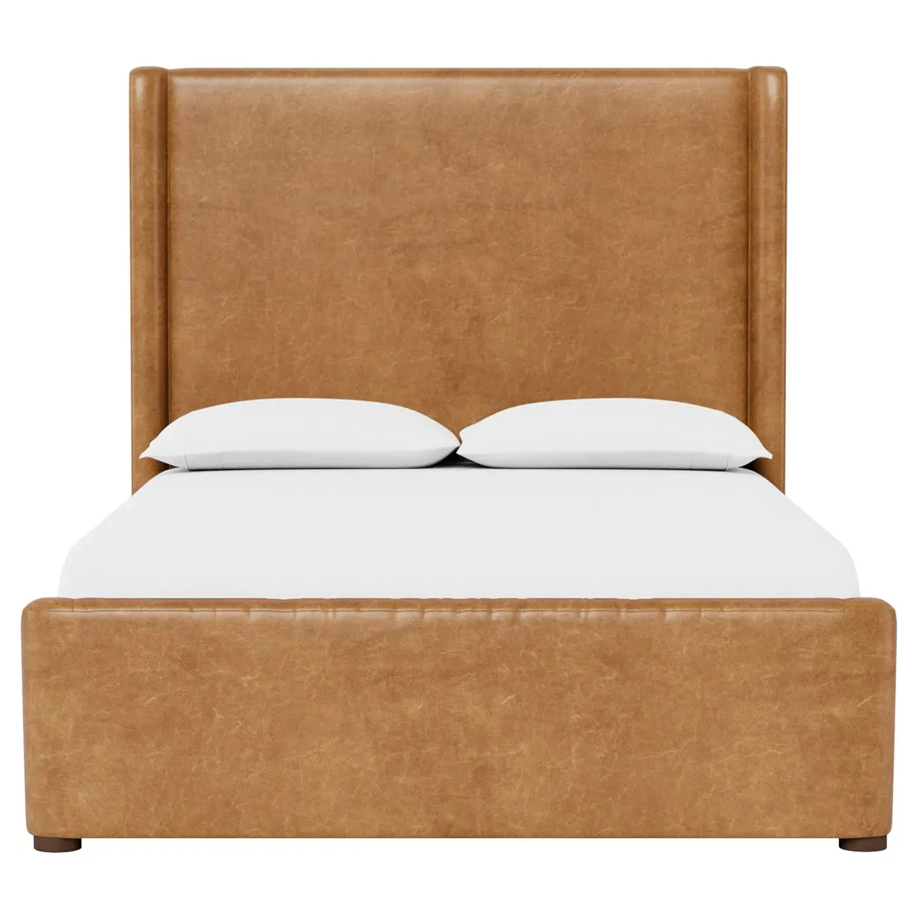 Althea Queen Size Bed Frame - Caramel, Leather