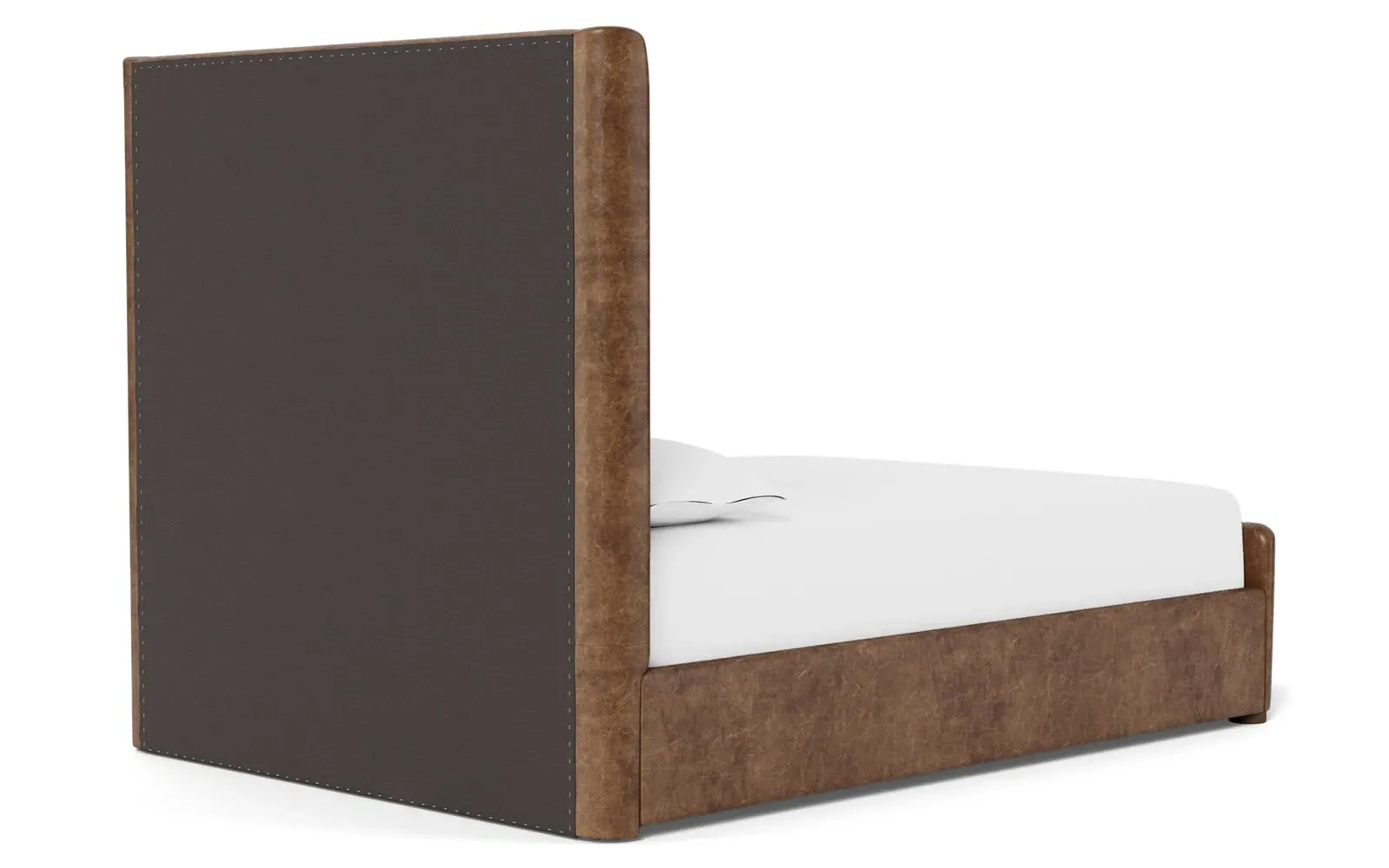 Althea Queen Size Bed Frame - Milk Chocolate, Leather