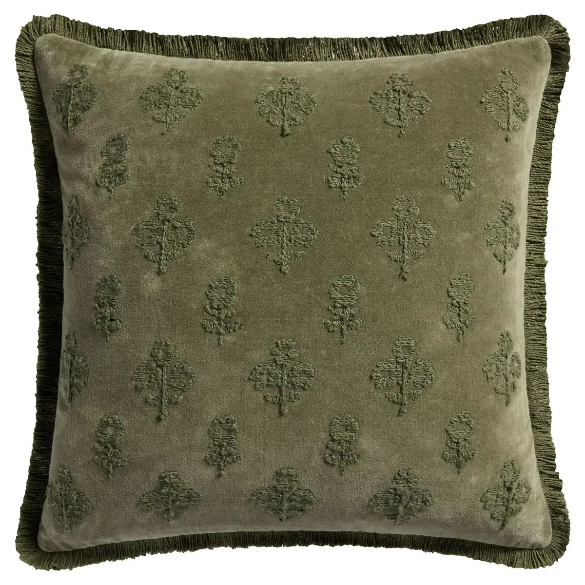 Alveth Square Throw Pillow - Green, Cotton