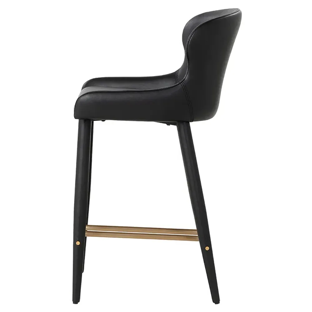 Alvira Counter Stool - Black, Faux Leather