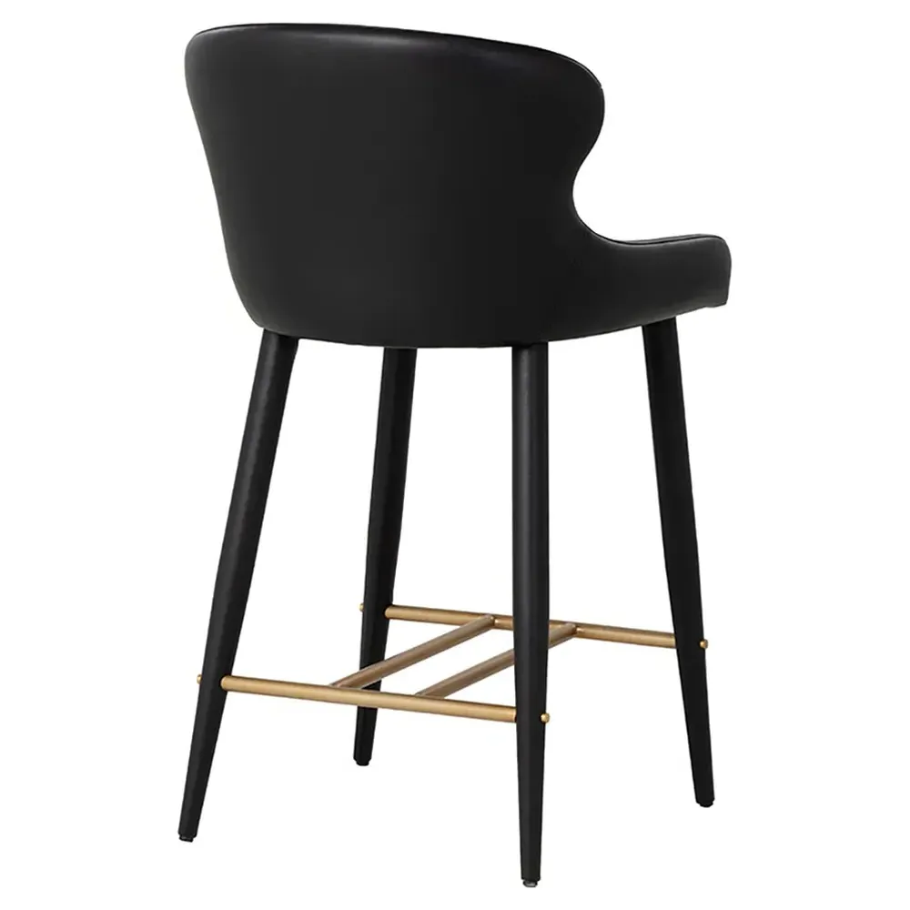 Alvira Counter Stool - Black, Faux Leather