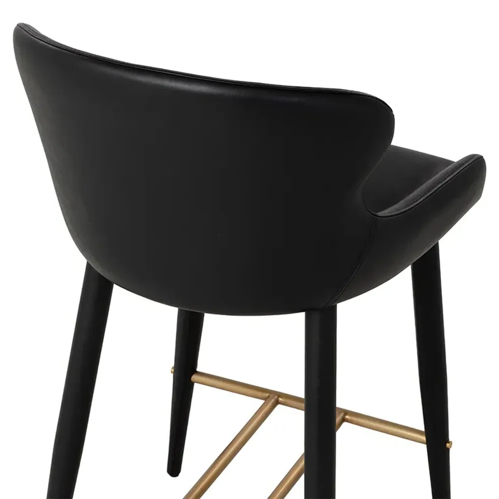 Alvira Counter Stool - Black, Faux Leather