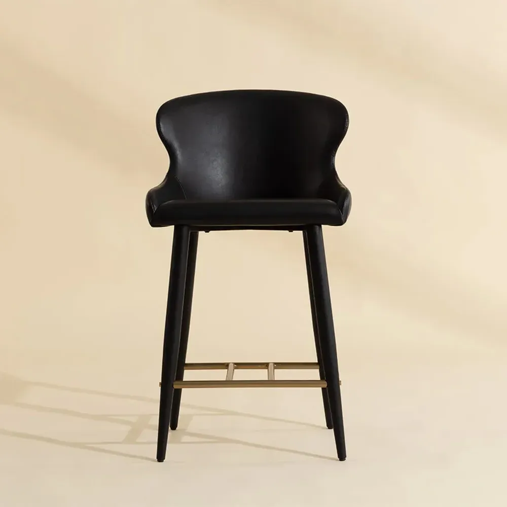 Alvira Counter Stool - Black, Faux Leather
