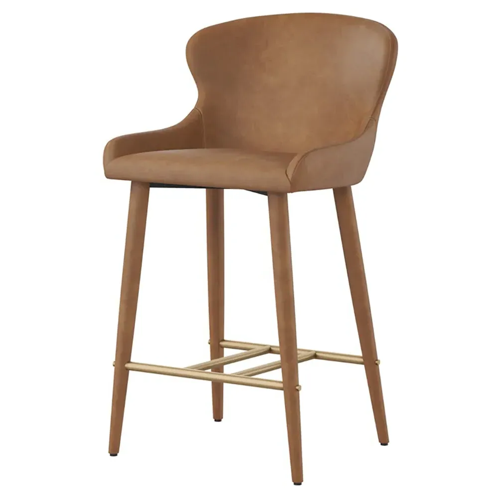Alvira Counter Stool - Brown, Faux Leather