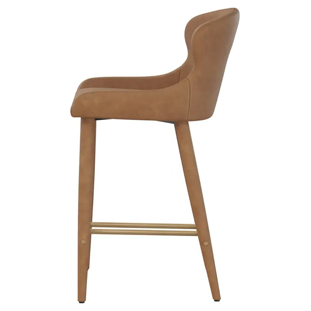 Alvira Counter Stool - Brown, Faux Leather