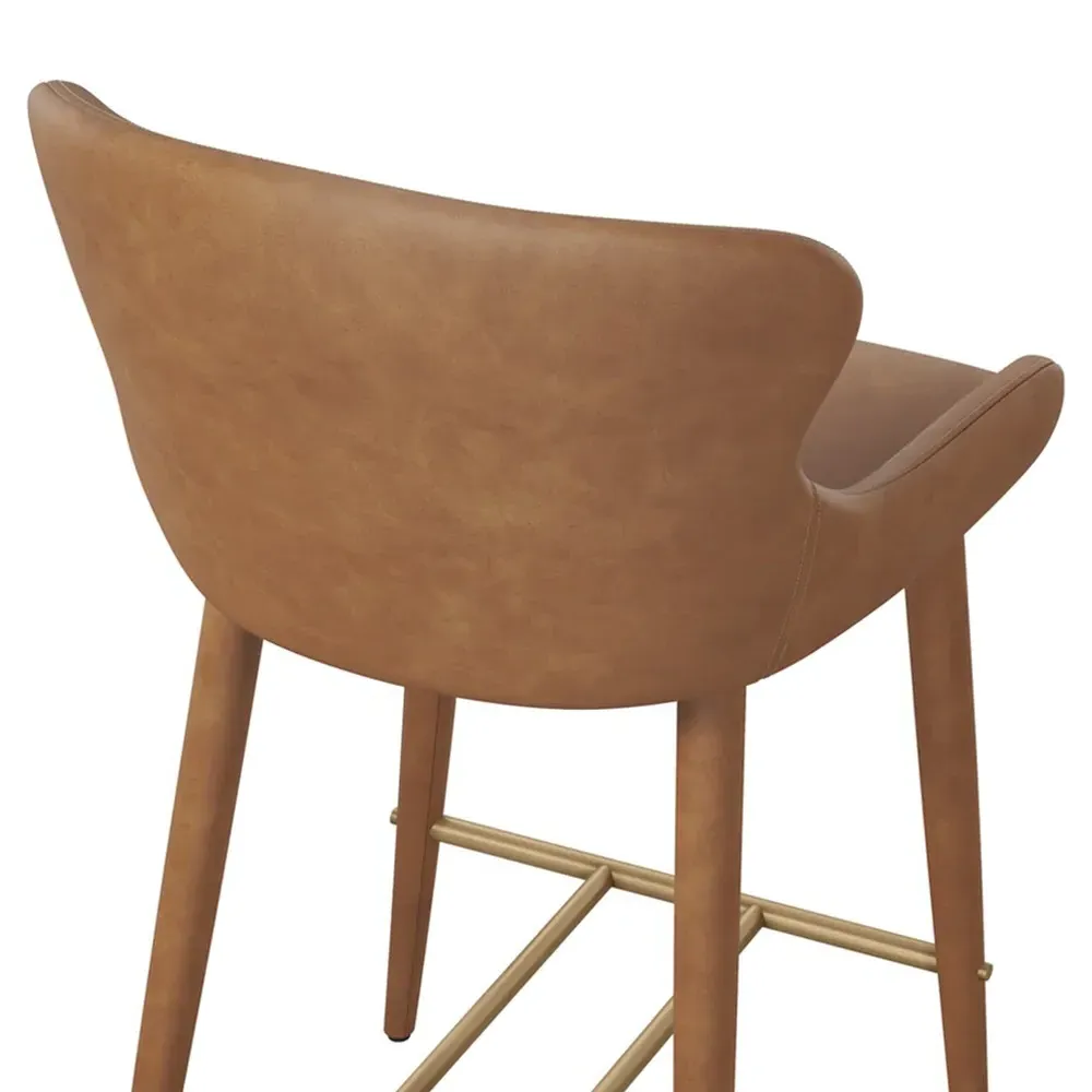 Alvira Counter Stool - Brown, Faux Leather