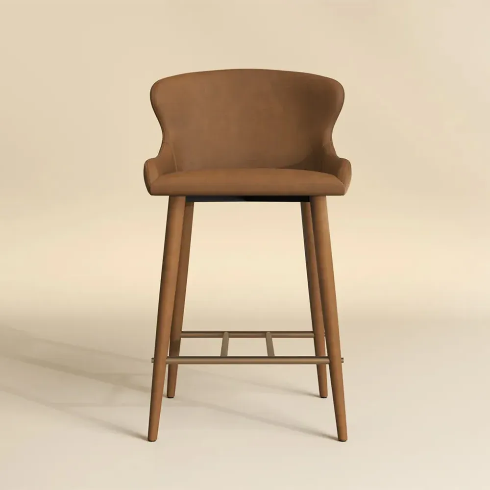 Alvira Counter Stool - Brown, Faux Leather
