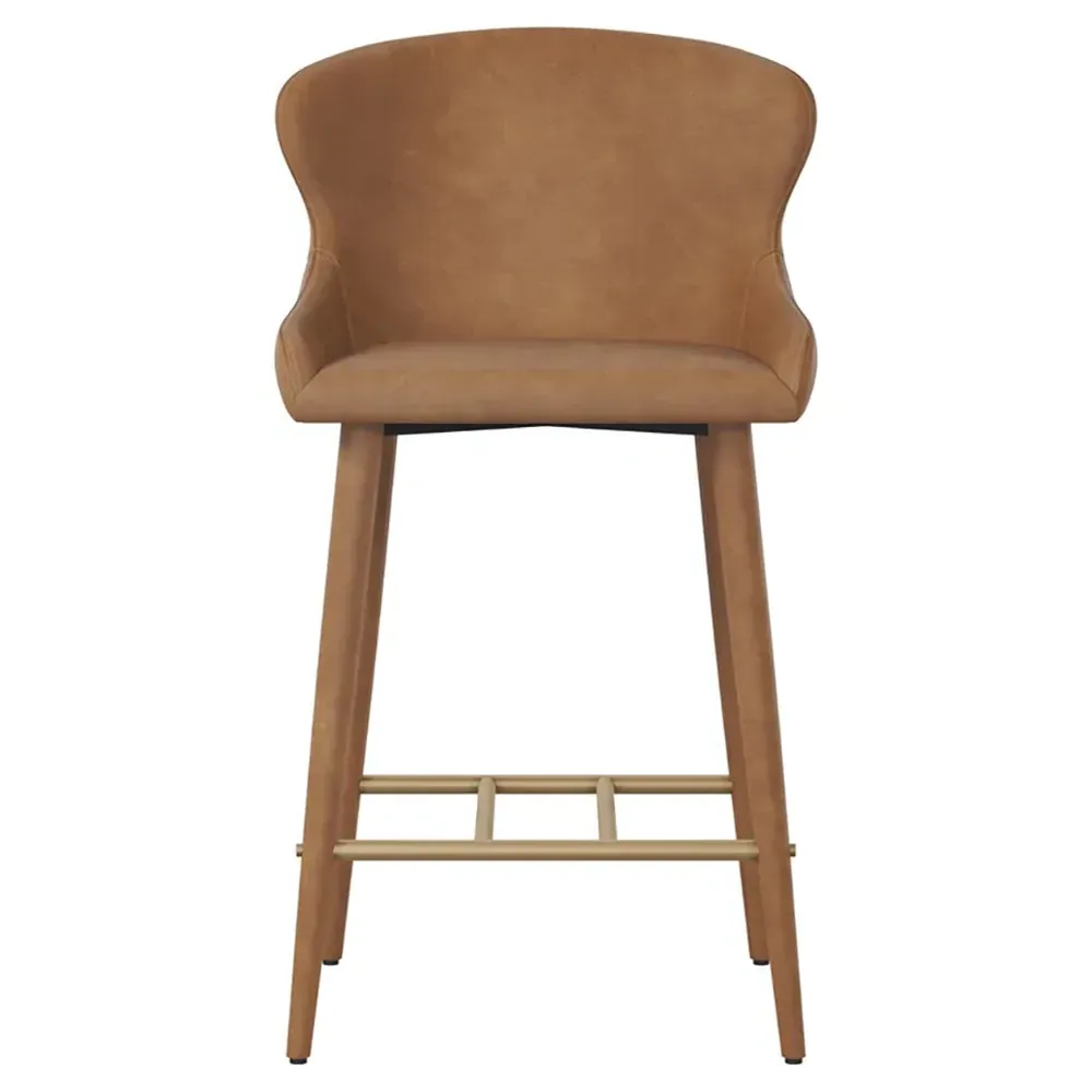 Alvira Counter Stool - Brown, Faux Leather