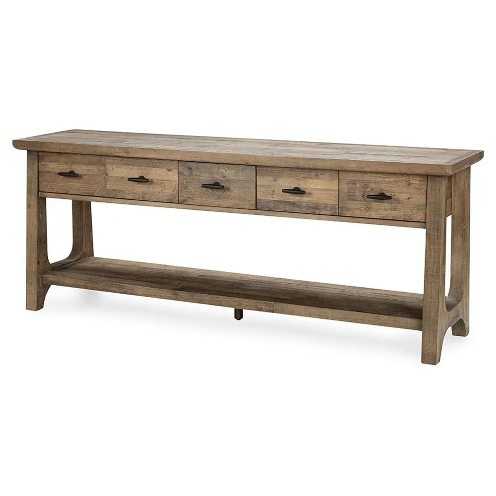 Alwin Rectangular Console Table - Brown, Reclaimed Pine