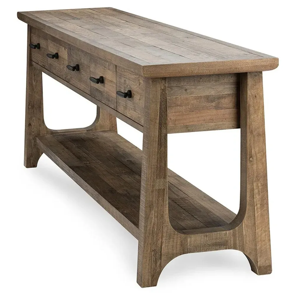 Alwin Rectangular Console Table - Brown, Reclaimed Pine